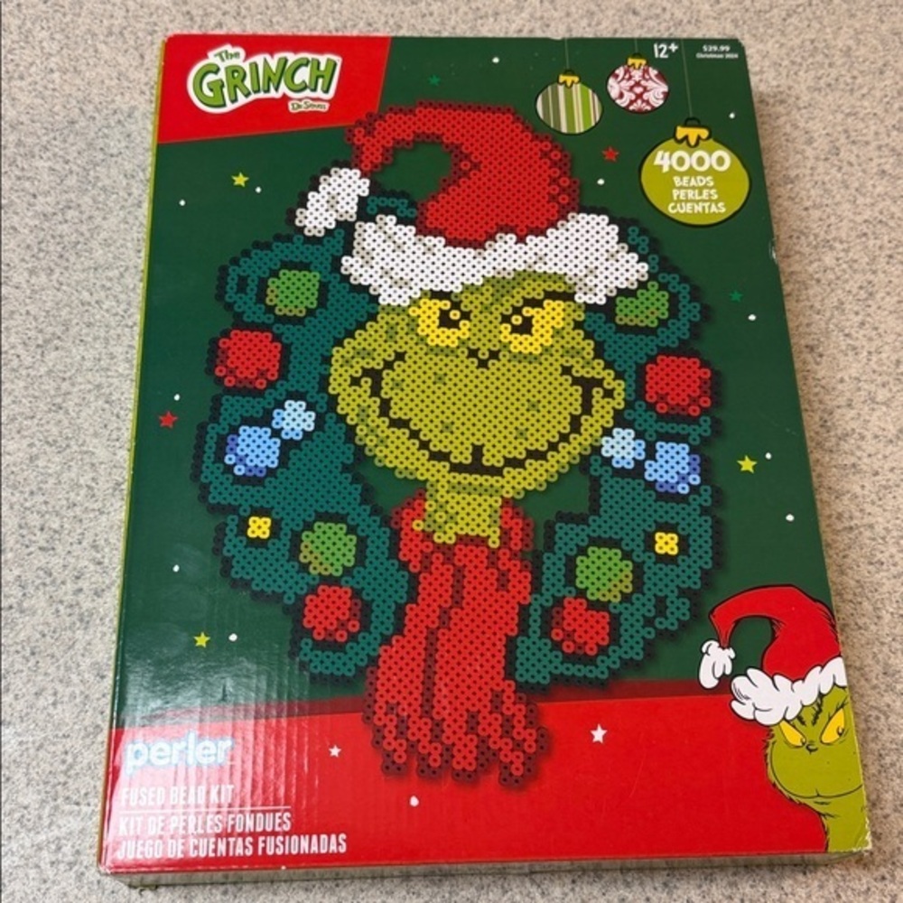 NIB the grinch Dr Seuss perler fused bead kit